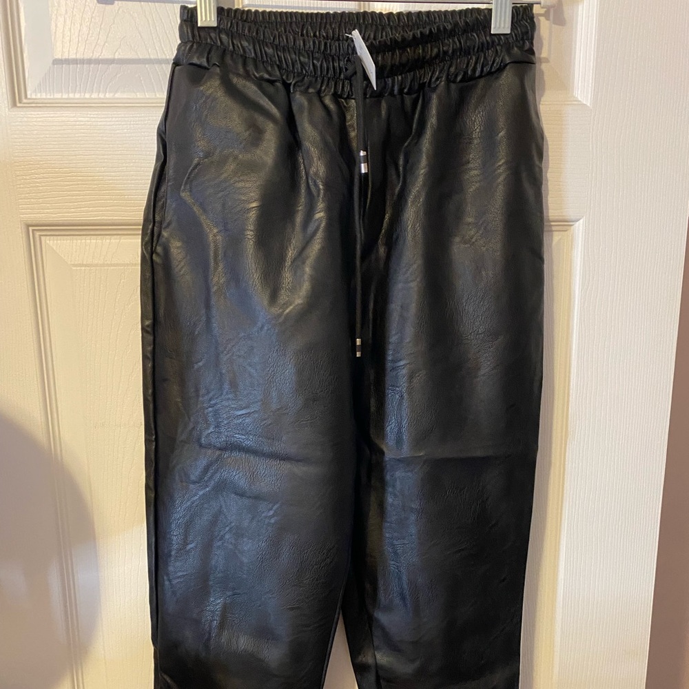 Leather joggers